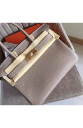 Designer Copy 1:1 Faux Hermes Grey Clemence Birkin 35cm Handmade Bag HJ00640