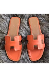 Fake Hermes Oran Sandals In Orange Swift Leather Replica HJ01045