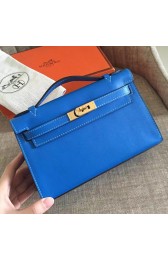 Fake Top Cheap Faux Hermes Blue Izmir Swift Kelly Pochette Handmade Bag HJ00328