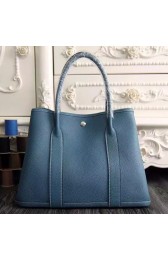 Faux 1:1 Hermes Small Garden Party 30cm Tote In Jean Blue Leather HJ00806