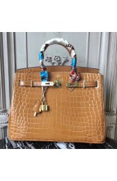 Faux Hermes Birkin 30cm 35cm Bag In Camarel Crocodile Leather HJ00740