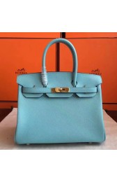 Faux Hermes Blue Atoll Epsom Birkin 30cm Handmade Bag HJ00264