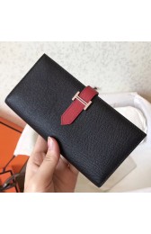 Hermes Bi-Color Epsom Bearn Wallet Black/Ruby HJ00615