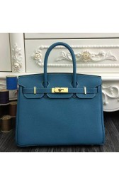 Hermes Birkin 30cm 35cm Bag In Jean Blue Clemence Leather HJ00083