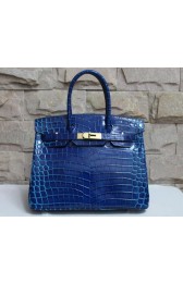 Hermes Blue Electric Birkin 30cm Crocodile Niloticus Shiny Bag HJ00956
