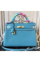 Hermes Blue Jean Clemence Kelly 28cm Bag Replica HJ00598