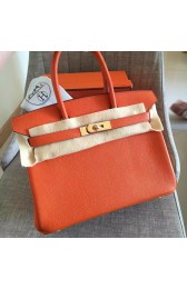 Hermes Orange Clemence Birkin 35cm Handmade Bag Replica HJ00890