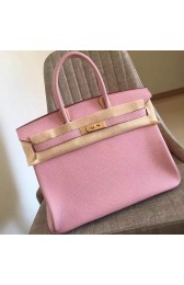 Hermes Pink Clemence Birkin 35cm Handmade Bag HJ00786