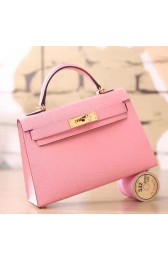 Hermes Pink Epsom Kelly Mini II 20cm Handmade Bag HJ00758