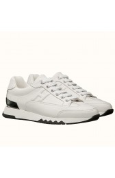 Hermes Trail Sneaker In White Calfskin Leather HJ00493