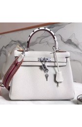 Hermes White Kelly 28cm Bag With Zigzag Handle HJ00864