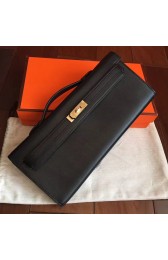 High Imitation Designer Replica Hermes Black Swift Kelly Cut Clutch Handmade Bag HJ00321