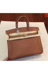 High Quality Imitation Hermes Brown Clemence Birkin 25cm Handmade Bag HJ00305