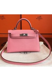 High Quality Luxury Hermes Rose Confetti Epsom Kelly Mini II 20cm Handmade Bag HJ00734