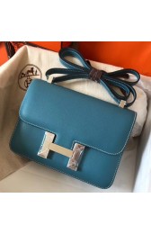 Imitation AAA Knockoff Hermes Epsom Constance 24cm Blue Jean Handmade Bag HJ00312