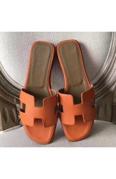 Imitation Cheap AAA Hermes Oran Sandals In Orange Epsom Leather HJ00619