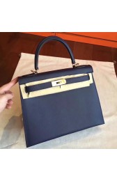 Imitation Hermes Sapphire Epsom Kelly Sellier 28cm Handmade Bag HJ00036