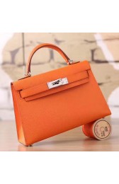 Imitation Replica High Quality Hermes Orange Epsom Kelly Mini II 20cm Handmade Bag HJ00801