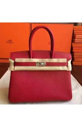 Imitation Top AAA Hermes Red Epsom Birkin 30cm Handmade Bag HJ00044