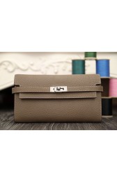 Imitation Top Hermes Kelly Longue Wallet In Etoupe Clemence Leather HJ00028
