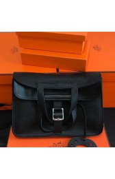 Knockoff Designer Hermes Halzan Bag In Black Clemence Leather HJ00188