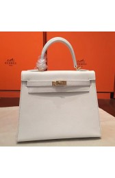Knockoff Knockoff Luxury Hermes White Epsom Kelly 25cm Sellier Handmade Bag HJ01335