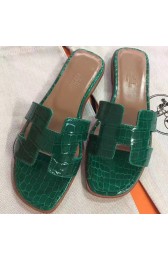 Knockoff Luxury Knockoff Hermes Green Crocodile Oran Sandals HJ00763