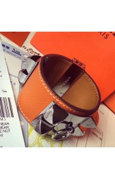 Knockoff Wholesale Hermes Orange Epsom Collier De Chien Bracelet Size S HJ01325