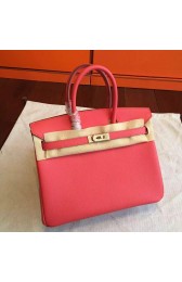 Luxury AAA Hermes Rose Red Epsom Birkin 25cm Handmade Bag HJ00359