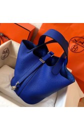 Luxury Faux Hermes Blue Electric Picotin Lock MM 22cm Handmade Bag HJ00428