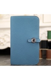 Luxury Hermes Dogon Combine Wallet In Jean Blue Leather HJ00430