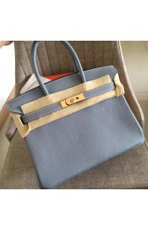 Luxury Wholesale Hermes Blue Lin Clemence Birkin 30cm Handmade Bag HJ01318
