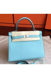 Replica Copy High End Hermes Blue Atoll Epsom Kelly 25cm Sellier Handmade Bag HJ00485