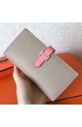 Replica Faux Hermes Bi-Color Epsom Bearn Wallet Grey/Pink HJ00180