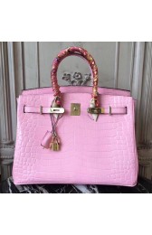 Replica Hermes Birkin 30cm 35cm Bag In Pink Crocodile Leather HJ00505