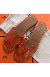 Replica Hermes Orange Crocodile Oran Sandals HJ00555