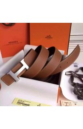 Replica High Quality Fake Hermes Brown Clemence Kits Belt H Brushed Buckle HJ00125