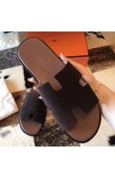 Replica Luxury Copy Hermes Izmir Sandals In Chocolate Suede Leather HJ00535