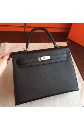 Top Hermes Black Epsom Kelly 32cm Sellier Handmade Bag HJ00013