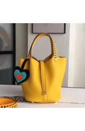 Wholesale Hermes Yellow Picotin Lock 18cm Bag With Braided Handles HJ01027