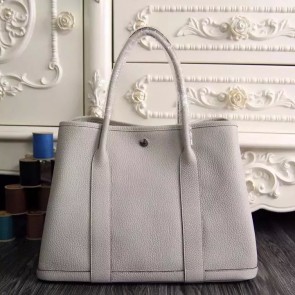 AAA Hermes Small Garden Party 30cm Tote In White Leather HJ00034