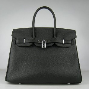 Designer Hermes Birkin 30cm 35cm Bag In Black Togo Leather HJ01076