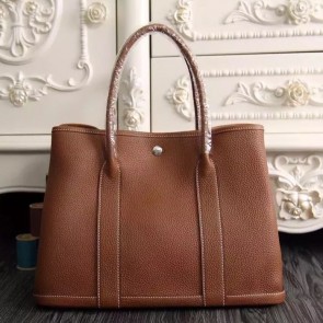 Hermes Medium Garden Party 36cm Tote In Brown Leather HJ00197