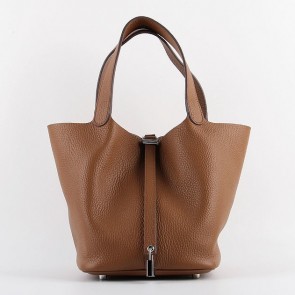 Hermes Picotin Lock Bag In Brown Leather Replica HJ00570