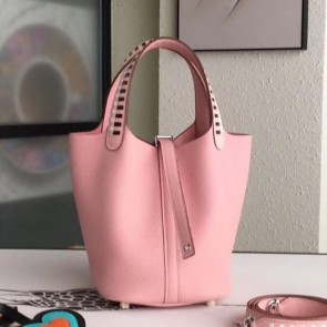 Hermes Pink Picotin Lock 18cm Bag With Braided Handles HJ00167