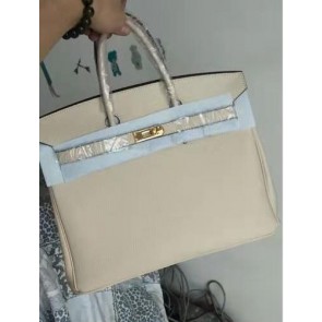 Hermes White Clemence Birkin 35cm Handmade Bag HJ00530
