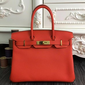 Imitation Discount Hermes Birkin 30cm 35cm Bag In Orange Clemence Leather HJ00599