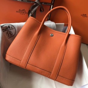 Luxury AAA Knockoff Hermes Orange Clemence Garden Party 30cm Handmade Bag HJ00062
