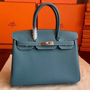 Luxury Hermes Blue Jean Epsom Birkin 35cm Handmade Bag HJ01307