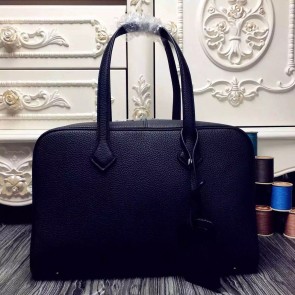 Luxury Imitation Hermes Victoria II 35cm Bag In Black Leather HJ01279